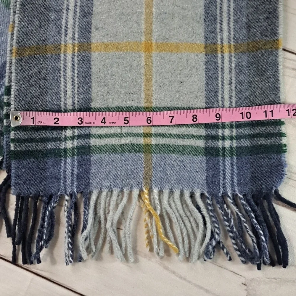 Italian Woolen Treasures Plaid Wool  Made In Italy Scarf with Fringe